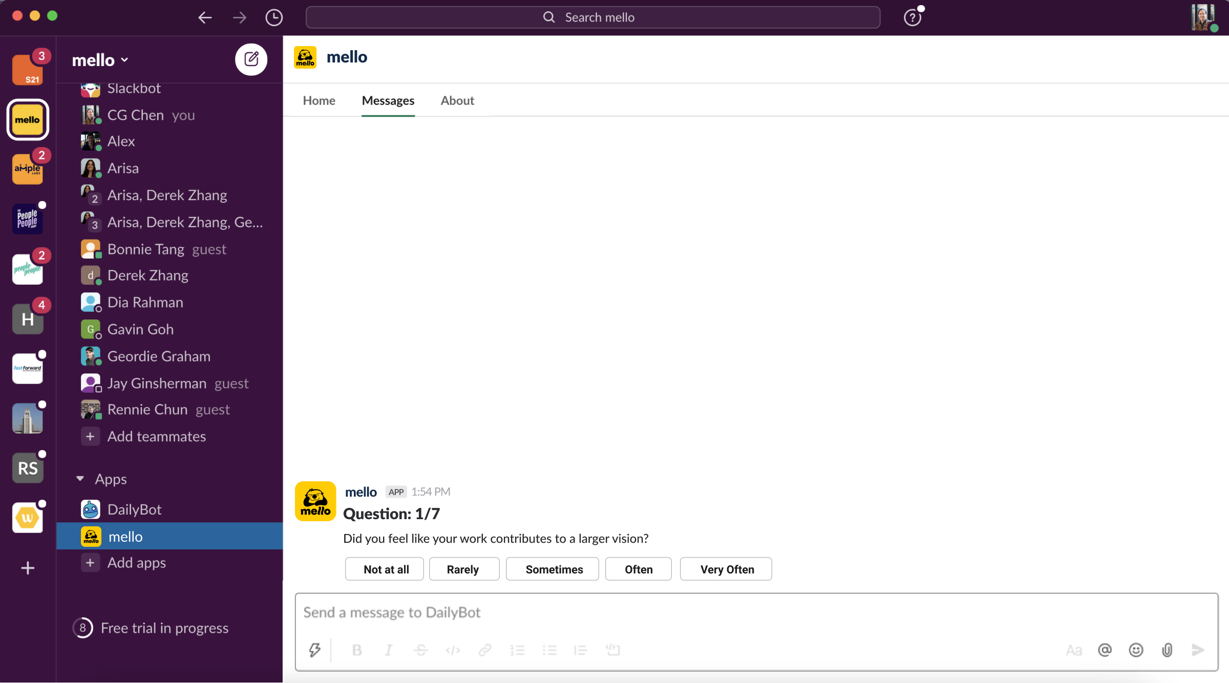 Slack app questions